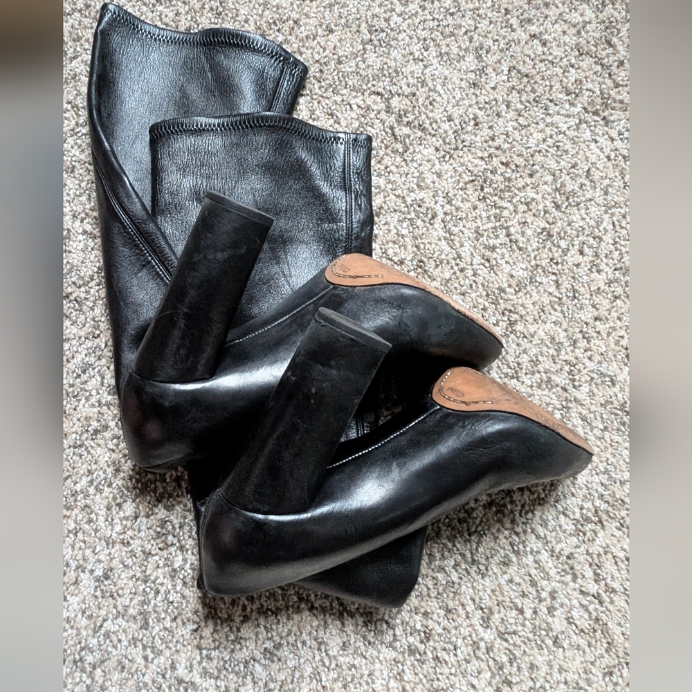 EUC Chloe Women's Knee Length Black Leather Boot 4" Heel， Sz 7.5 - Picture 12 of 15